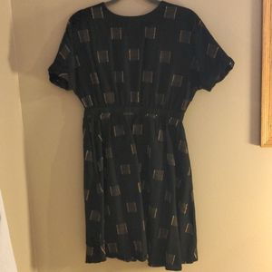 Black with embroidered square detail dress